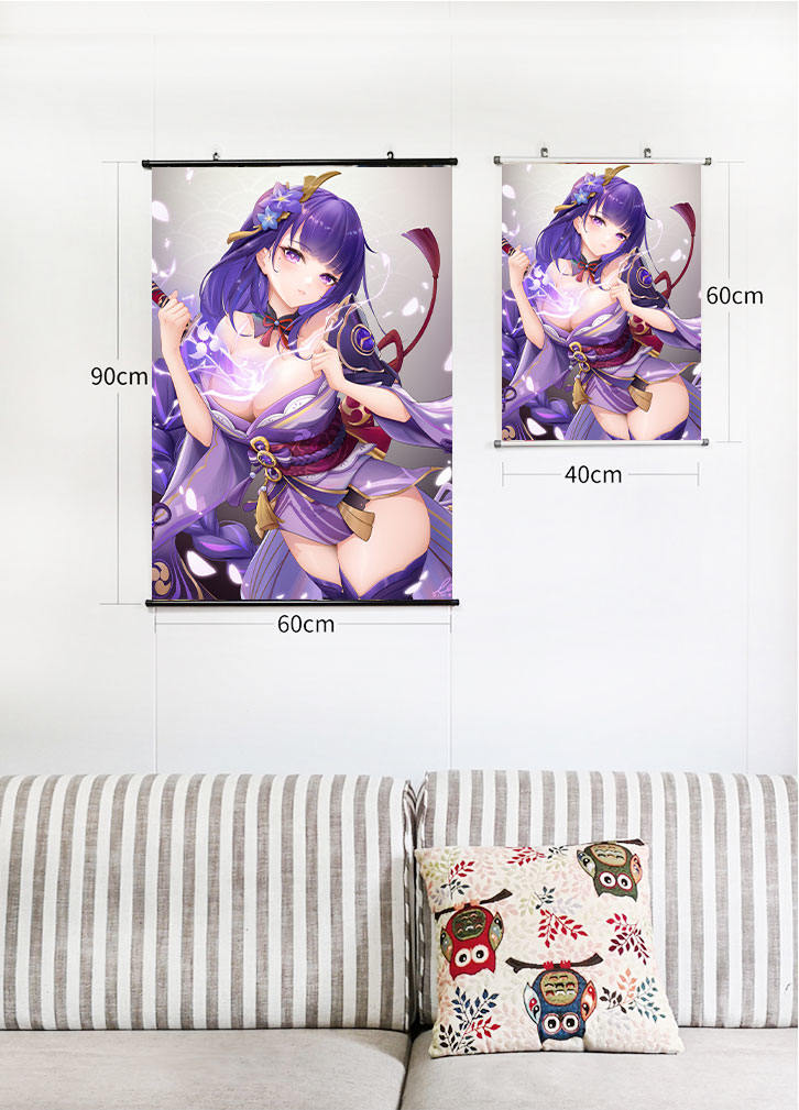 Genshin Impact Raiden Shogun Wall Scrolls Anime Wall Scrolls